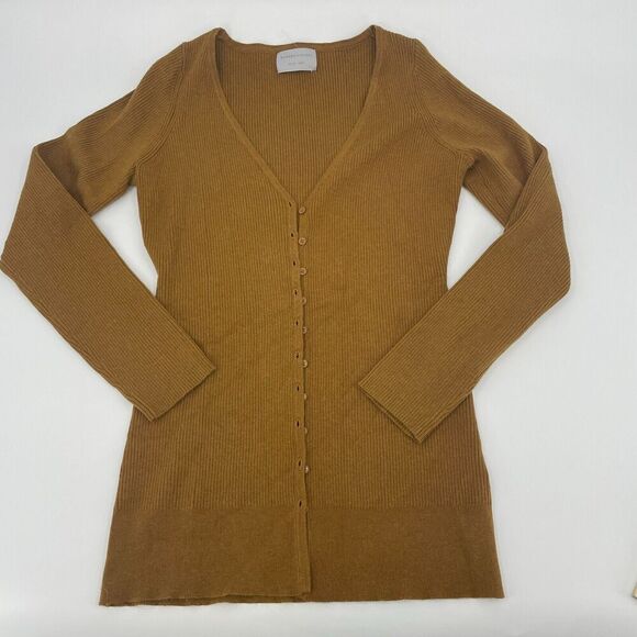Modern Citizen Womens Dress XL Tan Ribbed Knit Shari Cardigan Long Sleeve Midi - Picture 1 of 12